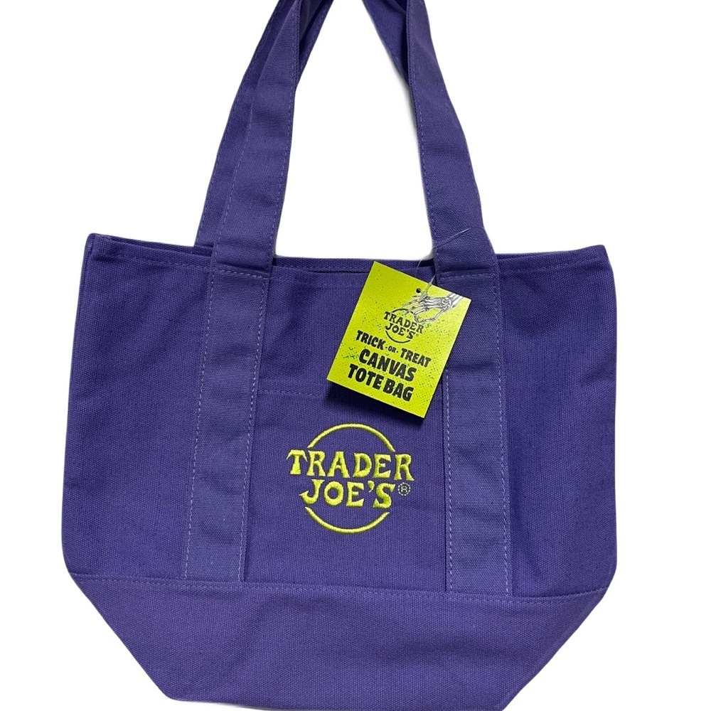 Trader Joe's Purple Canvas Trick or Treat MINI Tote Bag
